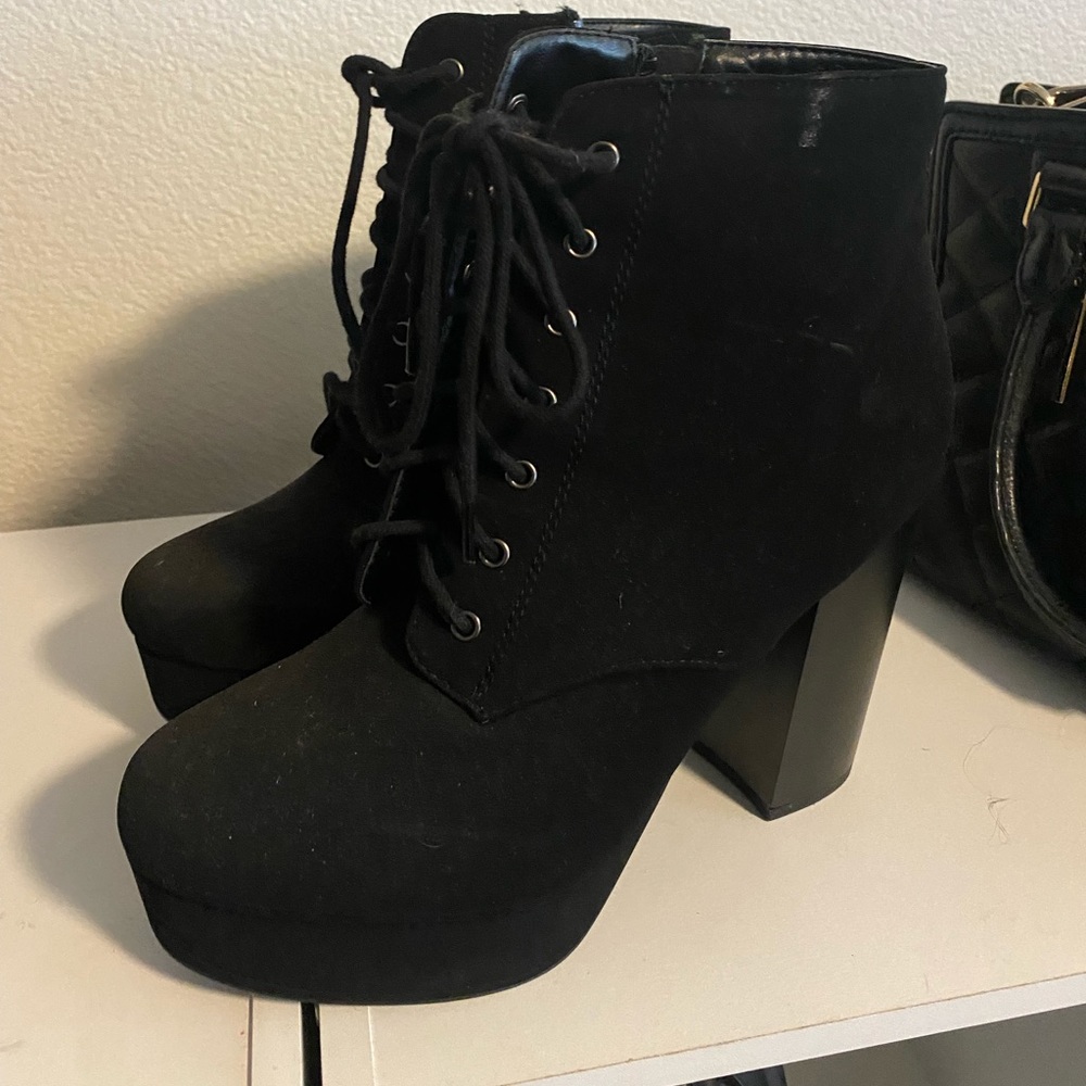 Black Military style high heels